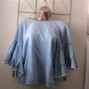 Denim Ruffle Top